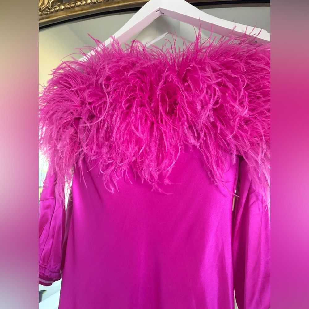 Cult Gaia Terra Feather Gown in Pink Anemone - Picture 9 of 12